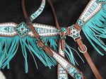 Load image into Gallery viewer, Arctic Aztec Fringe Headstall Set
