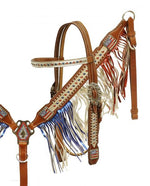 Load image into Gallery viewer, Patriotic Metallic Fringe Headstall and Breast Collar Set
