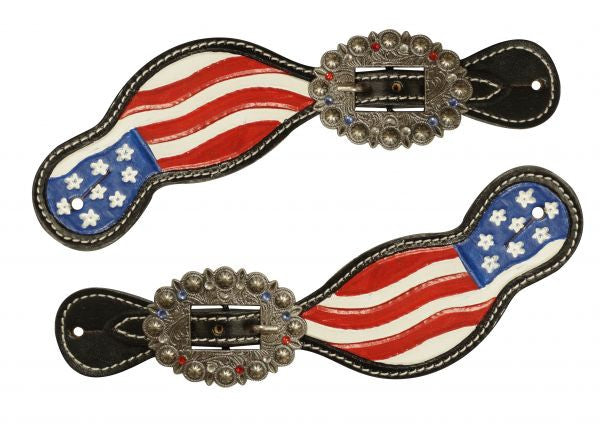 Hand Painted American Flag Spur Straps