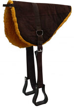 Load image into Gallery viewer, Brown Suede Leather Bareback Pad with Kodel Fleece Bottom
