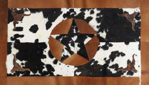 Western Star Cowhide Rug with Longhorn Accent